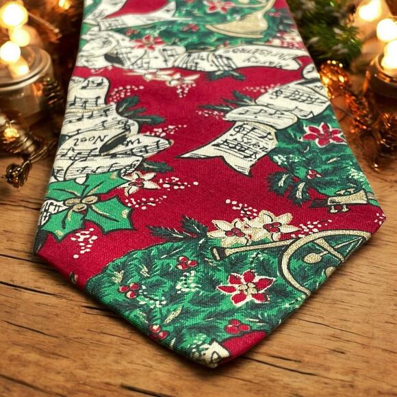 Vintage Christmas Music Tie Choral Conductor Musician Instrument Carols Concert - Picture 5 of 8
